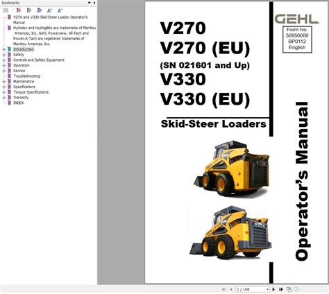 gehl v270 skid steer specs|gehl v270 parts manual.